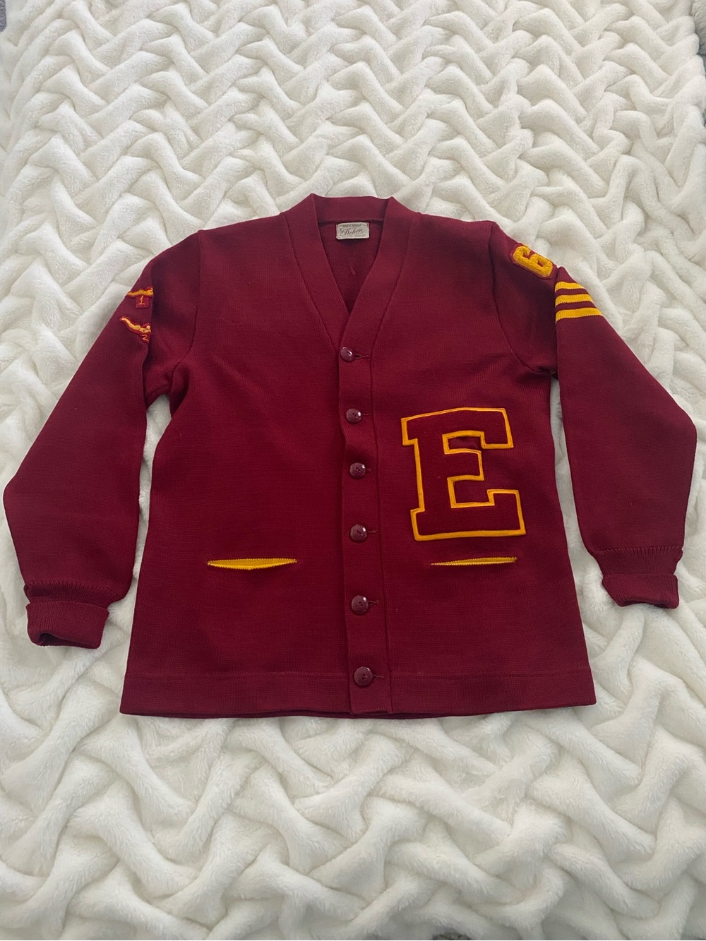 Letterman’s Jacket - Red Vintage 1967 - E School Letter - Swimming & Diving